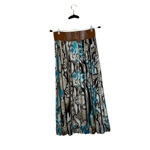 Magic Maxi Skirt Women's Large Boho Blue Brown Snakeskin Print Corset Belted